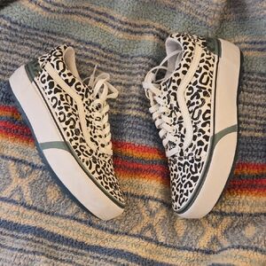Vans Leopard Print Sneakers in Black and White